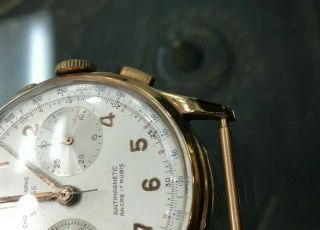 Vintage Chronograph Suisse Men ' s 18K Pink Rose Gold Chronograph Watch,  VENUS 188 8