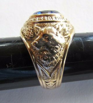 1953 University Of Connecticut 10k Gold Mens Class Ring Size 9.  5 - 15.  9 Grams - Wolf