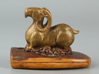 Chinese Exquisite Hand - Carved Sheep Wood Statue