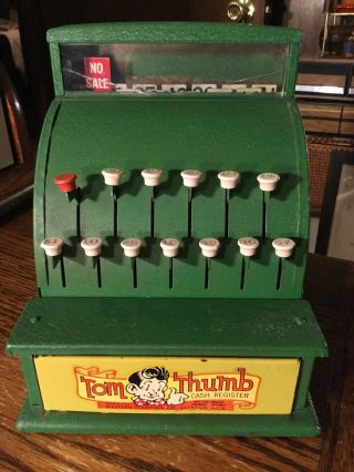 Vintage Tom Thumb Toy Metal Cash Register Green Vgc Western Stamping Co 1950 