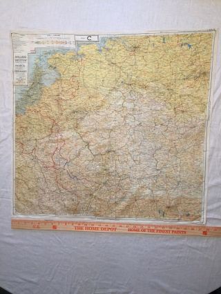 Ww2 Cloth Pilot Escape Chart 43 C/d Germany France Belgium Holland Circa 1943