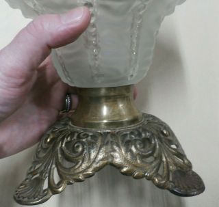 Rare Vintage Fostoria Oil Lamp - Frosted Clear Glass - 19 