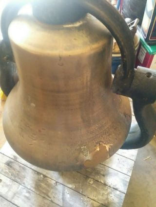 Antique Large Bronze Steam Locomotive Bell W Cast iron Yoke 6