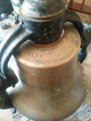 Antique Large Bronze Steam Locomotive Bell W Cast iron Yoke 8