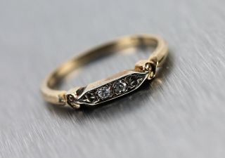 Antique Ladies Victorian Estate Frco 14k 585 Yellow Gold Diamond Band Ring