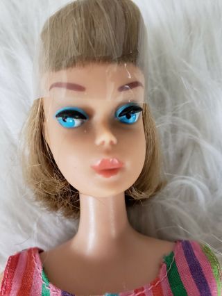 1958 American Girl Barbie Doll Light Brunette Swimsuit Vintage 1950 