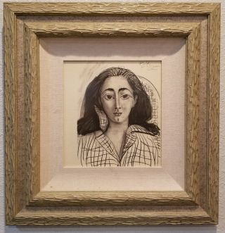 Pablo Picasso Jacqueline Vintage Signed Lithograph Mourlot 1963 Framed