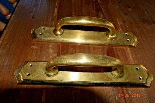 Pair Vintage French Brass Door Pull Handles