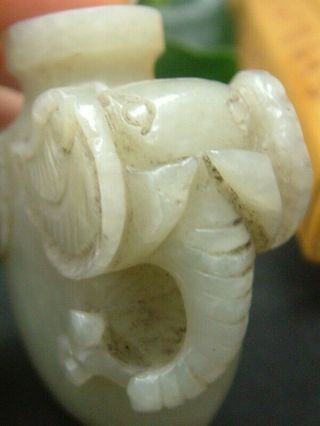 Chinese Antique Celadon Nephrite Hetian - Jade Statue Elephant snuff bottle 7