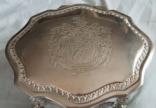 Vintage Silver Plated Leo Rampant Lion Crest Coat Of Arms Jewelry Trinket Box.