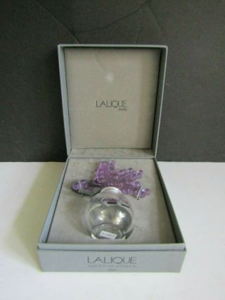 Vtg Lalique Lily Of The Valley Purple Perfume Bottle 4 1/2 " Signed