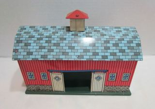 Vintage Tin Litho Barn For Farm Playset Ohio Art C.  1950 