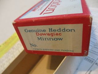 E,  Solid Red Heddon 5 Hk.  W/Belly Stencil in Crisp,  Box w/ Paper 12