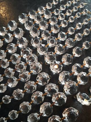 Qty 140,  Vintage Crystal Glass Chandelier Octagon Drops Buttons.  Spares.