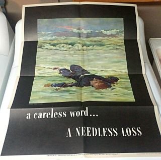 1943 Wwii A Careless Word A Needless Loss Poster Anton Otto Fischer