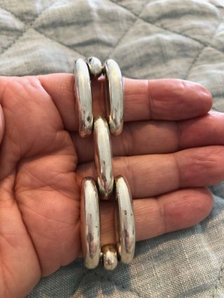 Vintage Taxco Mexico Sterling Silver Mid Century Modern Bracelet