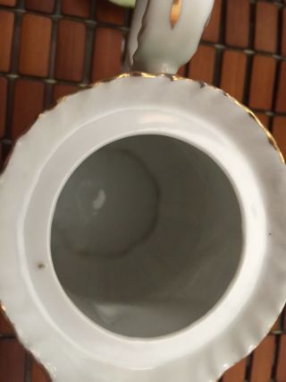 Vintage porcelain small teapot handpainted gold trim no mark - unusual 4