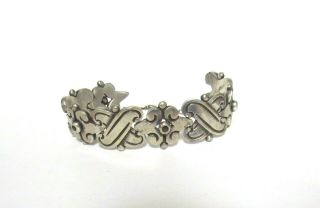 1940s Hector Aguilar " Dimpled Dots " Mexican 940 Silver Fertility Bracelet Taxco