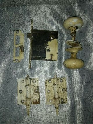 Antique Vtg Pat.  July 15,  1862 Russel And & Erwin Mortise Lockset Doorknobs Set