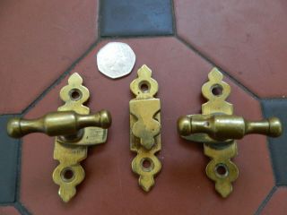 Antique Vintage Solid Brass Cabinet Double Door Handles Lock