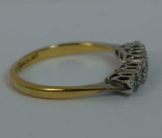 Art Deco 18ct Gold & Platinum Five Diamond Stack Ring d0428 10
