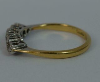 Art Deco 18ct Gold & Platinum Five Diamond Stack Ring d0428 6