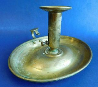Victorian Brass Elliptical Form Chamber Stick Handle Holder 1860s