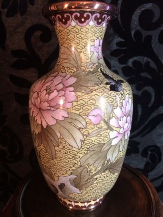 vintage antique Chinese cloisonne vase.  7 1/8 