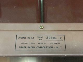 Vintage Fisher 80 - AZ Mono Block Tube Amplifier 8