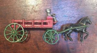 1950’s Kenton Cast - Iron Stake Wagon W/driver & One Horse—as Is