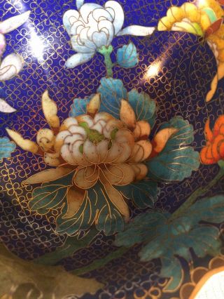 Very Colorful Good And Fine Unusual Antique Chinese Cloisonne Bowl On Stand 3 "