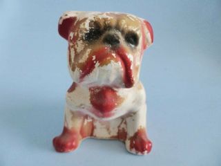 Antique Chalkware Bulldog Carnival Prize,  1920s Dog Figurine,  Rustic Decor