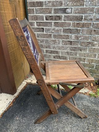 Vintage 1940s Piedmont Cigarette Wooden Folding Chair with sign 4