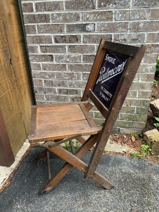 Vintage 1940s Piedmont Cigarette Wooden Folding Chair with sign 5
