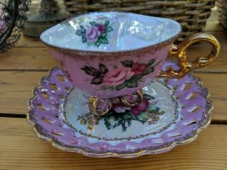 Tea Cup And Saucer Royal Halsey Vert Fine