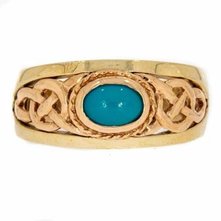 Vintage 9ct Gold Turquoise Celtic Ring