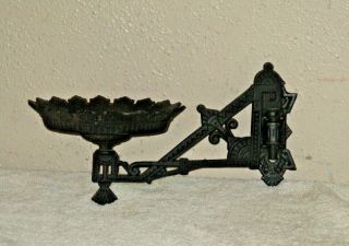 Antique Cast Iron Oil Lamp Candle Holder Wall Sconce / Arts & Crafts