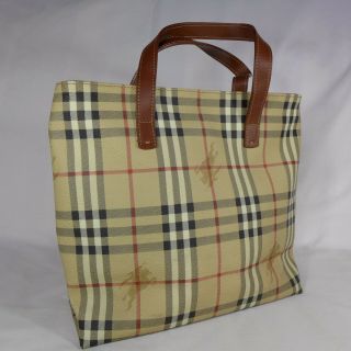 Authentic Rare Vintage Burberry Haymarket Check Medium Tote Handbag Purse Vgc