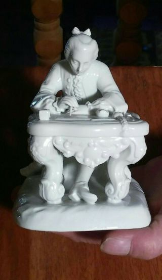 Ginori White Porcelain Figurine - Man Is Writing