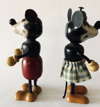 VINTAGE WALT DISNEY MICKEY & MINNIE MOUSE FUN - E - FLEX WOOD FIGURE 3