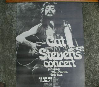 1971 Cat Stevens Concert Poster Frankurt Germany Mimi Farina/tom Jans Vintage