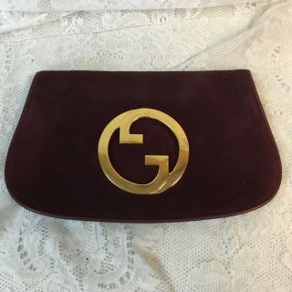 Authentic Vintage Burgundy Suede Gucci Clutch Purse Handbag
