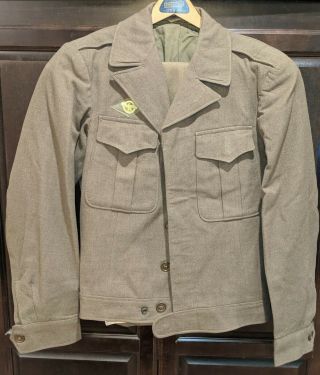 Wwii Us Army Ike Eisenhower Jacket 36r Dated D - Day June 6 1944 & 1943 Pants