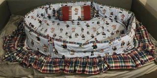 Vtg Ralph Lauren Polo Bear Custom Crib Set Striped Sheet Skirt Diaper Pillow EUC 2
