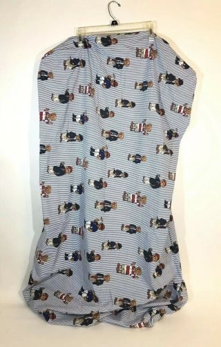 Vtg Ralph Lauren Polo Bear Custom Crib Set Striped Sheet Skirt Diaper Pillow EUC 5