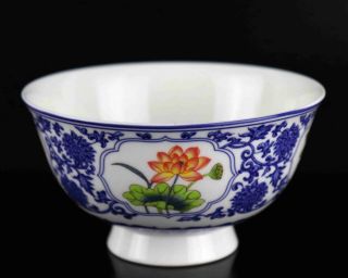 Collect China Old Porcelain Paint Seasons Blooming Flower Delicate Qianlong Bowl