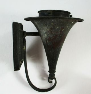 Vintage Black Metal Copper ? Outdoor Light Wall Sconce Porcelain Socket No Globe