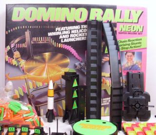 DOMINO RALLY DELUXE SET NEON BOXED PLAYTOY 1986 2