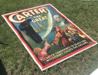 ANTIQUE HUGE Linen Backed 1926 Otis Litho Carter The Great Magician Magic Poster 3