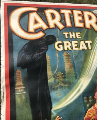 ANTIQUE HUGE Linen Backed 1926 Otis Litho Carter The Great Magician Magic Poster 4